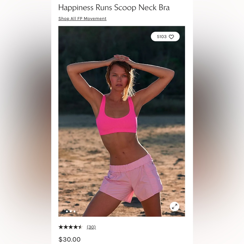 ‼️LAST ONE‼️ FREE PEOPLE Movement Happiness Runs Scoop Neck Bra Electric Sunset - Picture 6 of 16